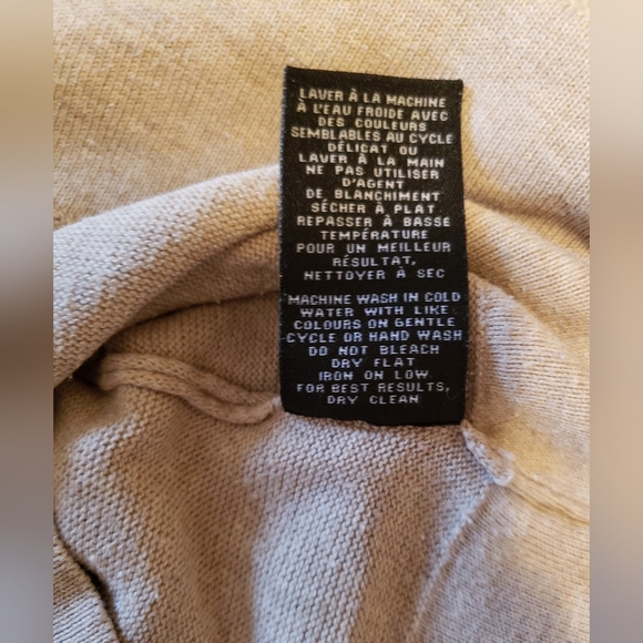 Le Chateau 100% cotton top w crochet cap sleeves beige neutral natural fiber - Picture 11 of 12